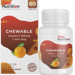 Total Nutrition Chewable Vitamin C 500MG + Zinc 5MG 60s
