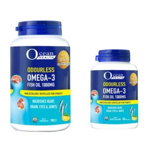 Ocean Health Odourless Omega-3 Fish Oil 1000mg 60 / 180 Softgels